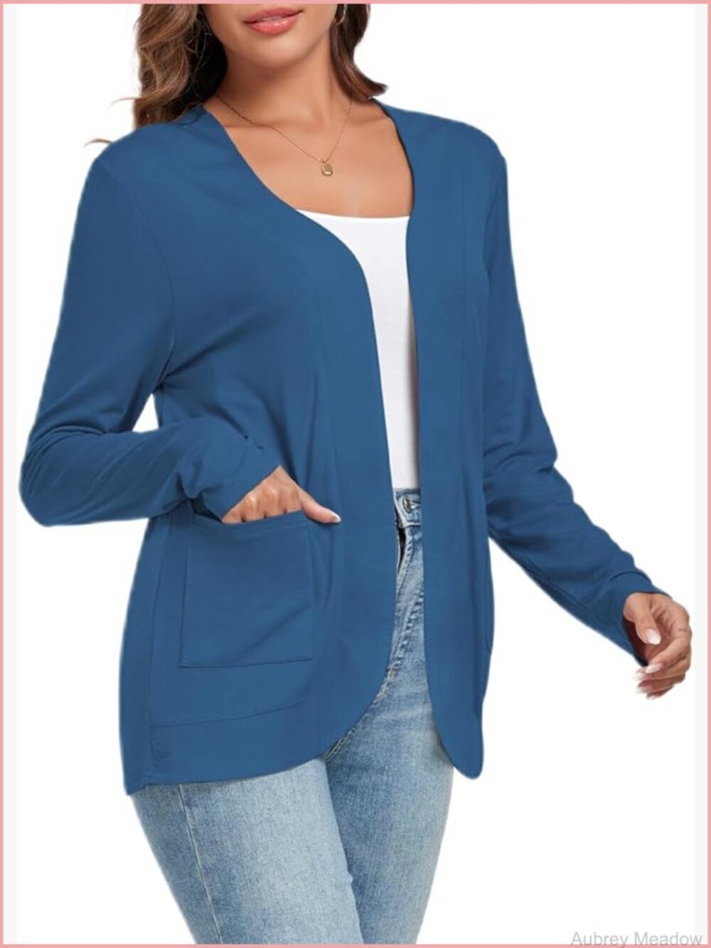 Lightweight Long Sleeve Open Front Cardigan with Pockets